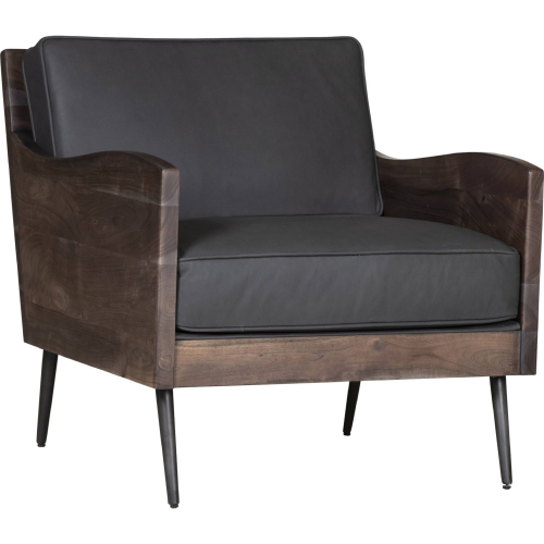 Karma Accent Chair w/ Live Edge Wood & Slate Gray Leather